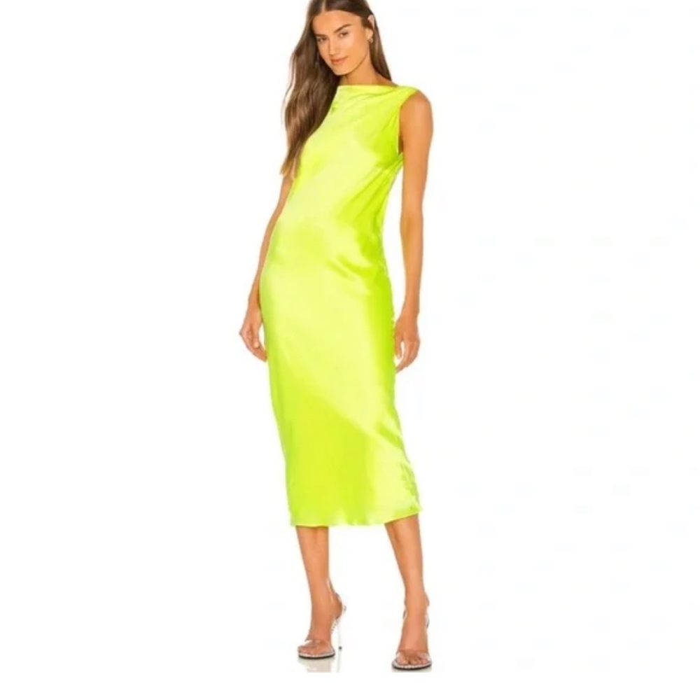 The Bar Twist Dress Key Lime Neon Green